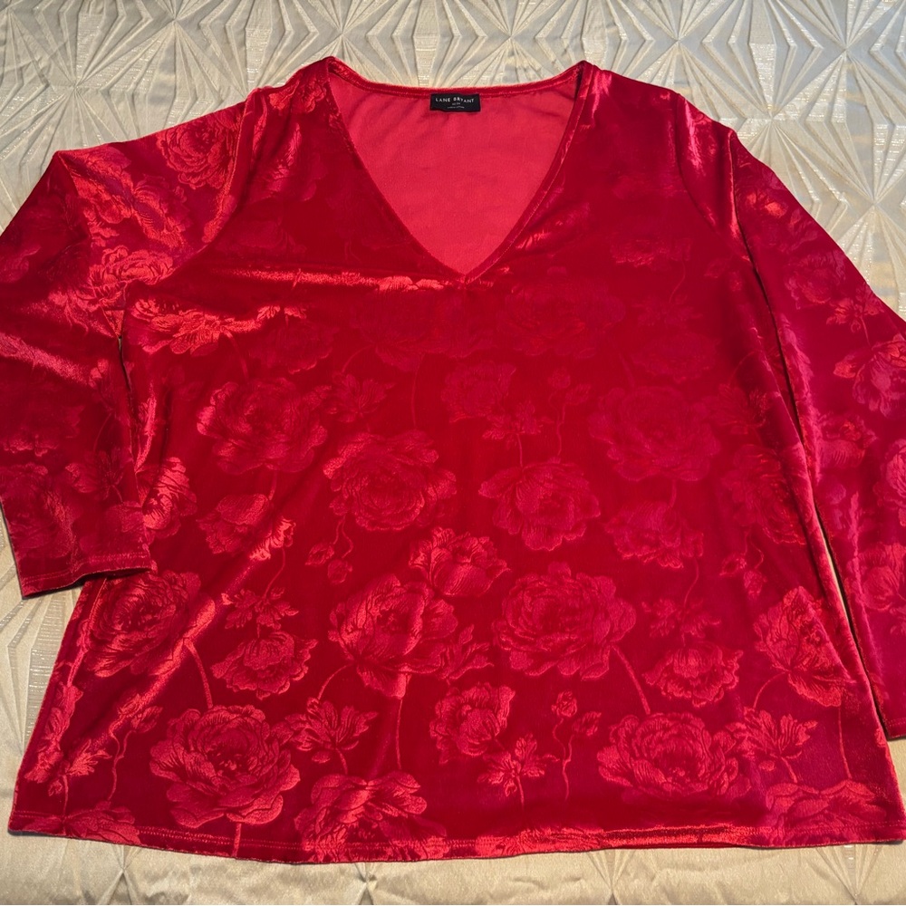 Lane Bryant Red Floral Blouse